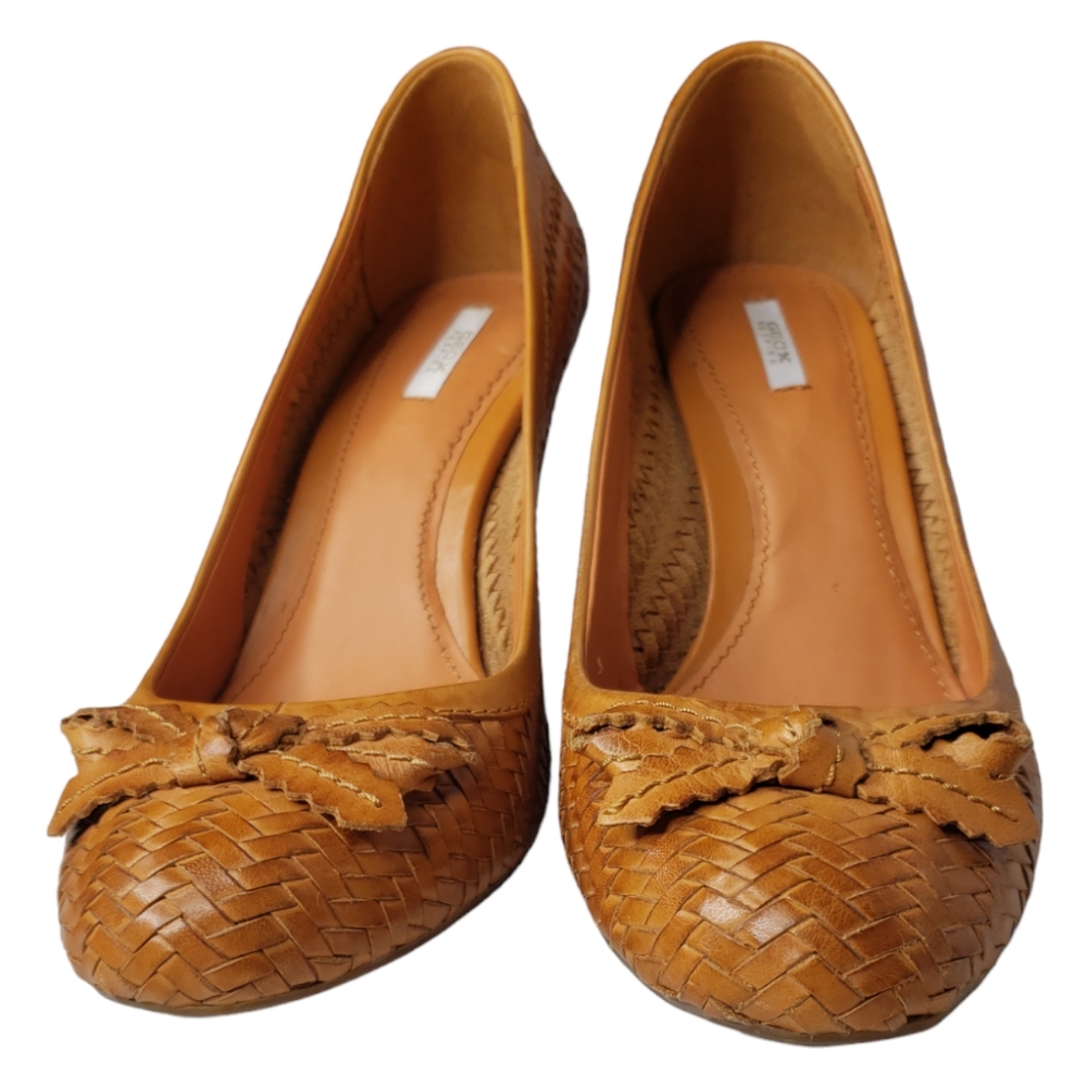 Geox Marian Pump Italian Woven Leather Respira Comfort Style Vacation Capsule 38